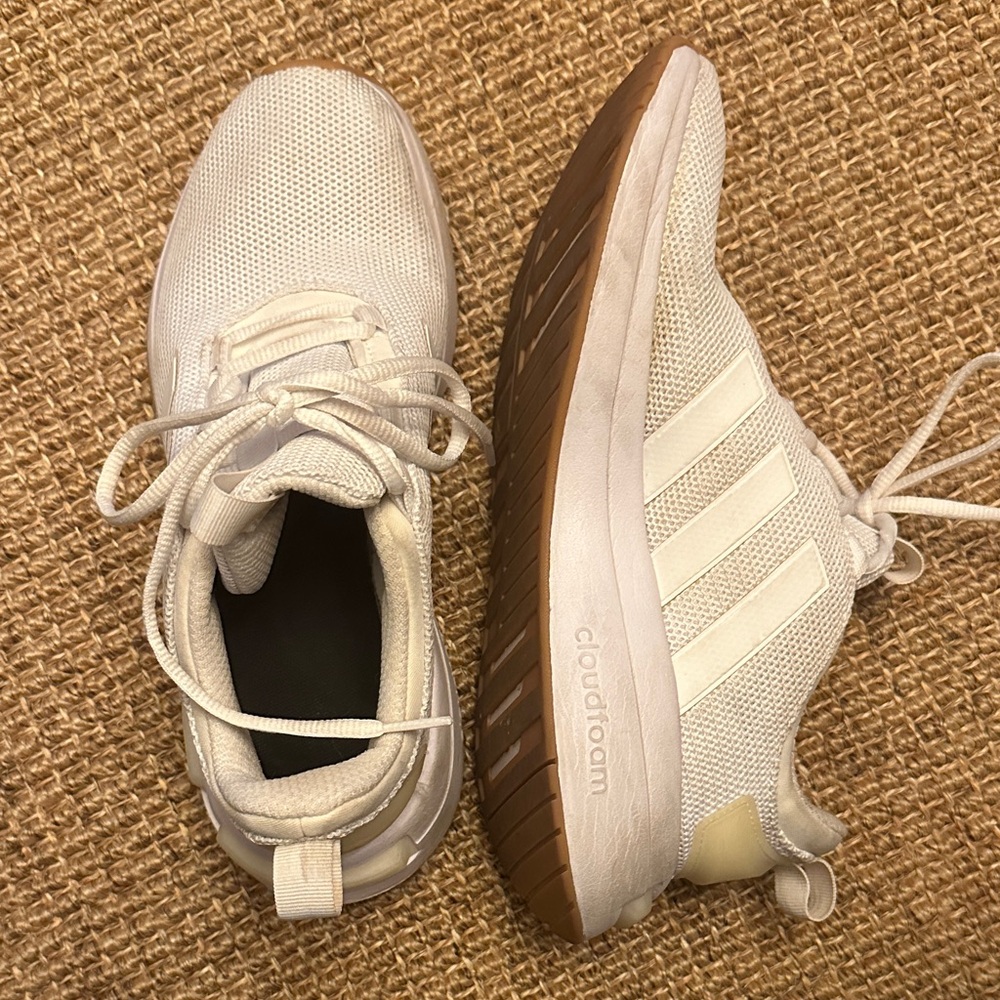 Adidas Cloudfoam White and Brown Sneakers
